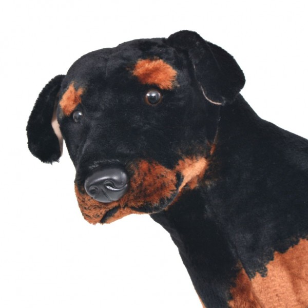 Brinquedo de montar cão rottweiler peluche preto e castanho XXL M 3