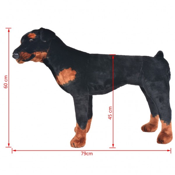 Perro rottweiler de peluche de pie negro y marrón XXL M 4
