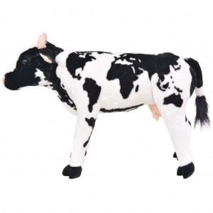 Vaca de peluche de pie negra y blanca XXL H
