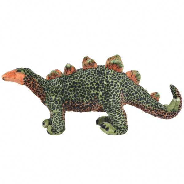 Dinosaurio Stegosaurus de peluche de pie verde y naranja XXL M 2