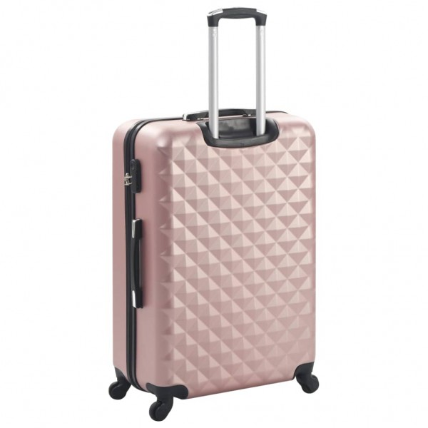 Juego de maletas rígidas ruedas trolley 3 pzas rosa dorado ABS M 4