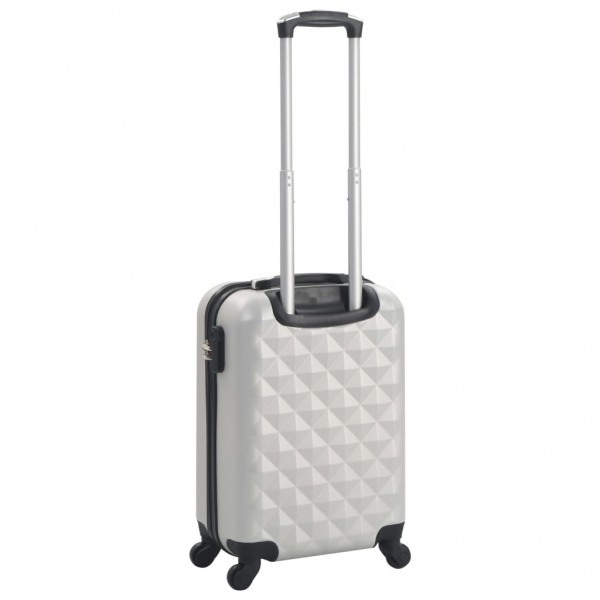 Maleta con ruedas trolley rígida plateada brillante ABS M 3