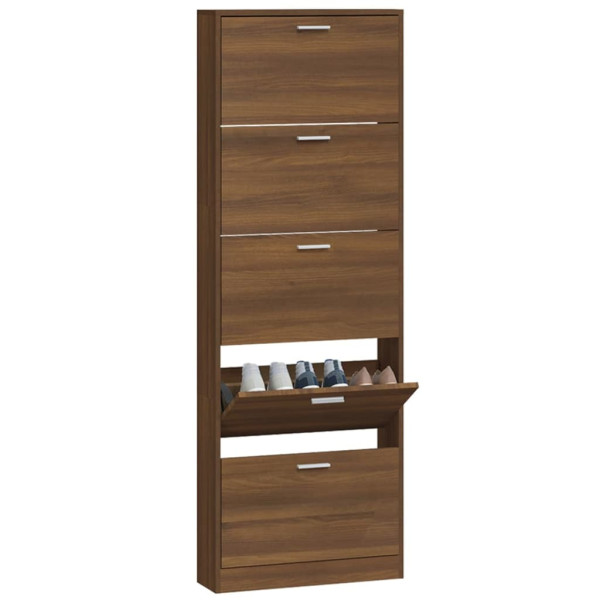 Mueble zapatero madera contrachapada marrón roble 59x17x169 cm M 4