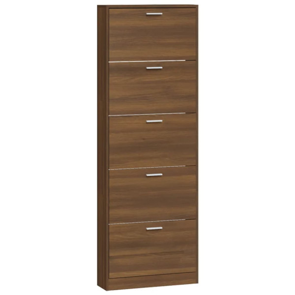 Mueble zapatero madera contrachapada marrón roble 59x17x169 cm M 5
