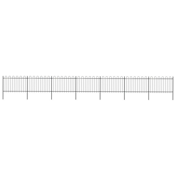 Valla de jardín con puntas de aro acero negro 11.9x1.2 m D