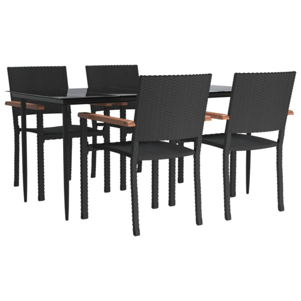 Juego de comedor de jardín 5 piezas ratán sintético negro M 3