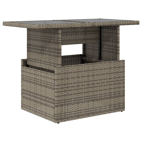 Mesa de jardín superficie de vidrio ratán PE gris 100x55x73 cm M 2