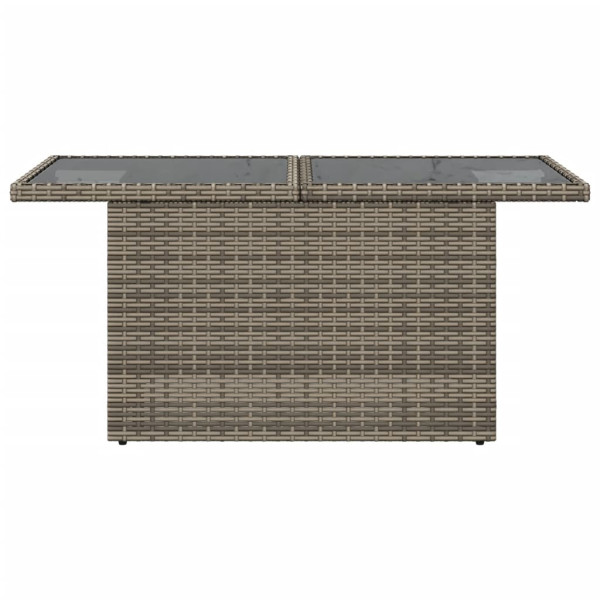 Mesa de jardim com tampo de vidro 100x55x73 cm vime PE cinza M 5