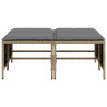 Taburetes de jardín con cojines 4 uds ratán sintético beige 4