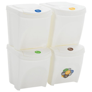 Cubos de basura apilables 4 uds polipropileno blanco 100 L H