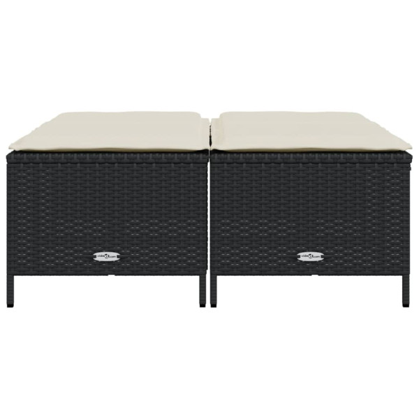 Bancos de jardim com almofadões 4 pcs vime PE preto M 3