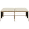 Taburetes de jardín con cojines 4 uds ratán sintético beige 4