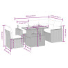 Set de muebles de jardín 6 pzas y cojines ratán sintético gris 3