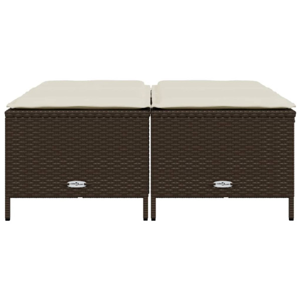 Bancos de jardim com almofadões 4 pcs vime PE castanho M 3