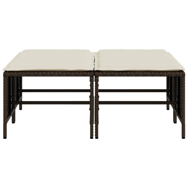 Bancos de jardim com almofadões 4 pcs vime PE castanho M 4