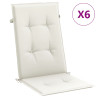 Cojines silla respaldo alto 6 uds tela crema melange 120x50x4cm 2