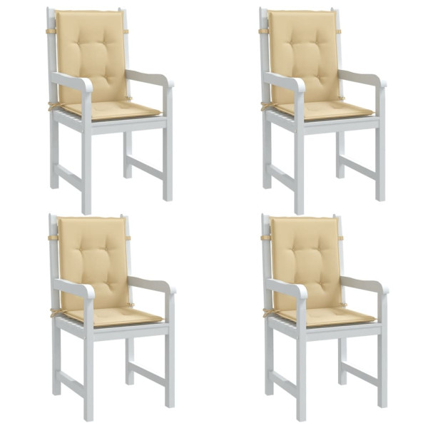 Cojines silla respaldo bajo 4 ud tela beige melange 100x50x4 cm D