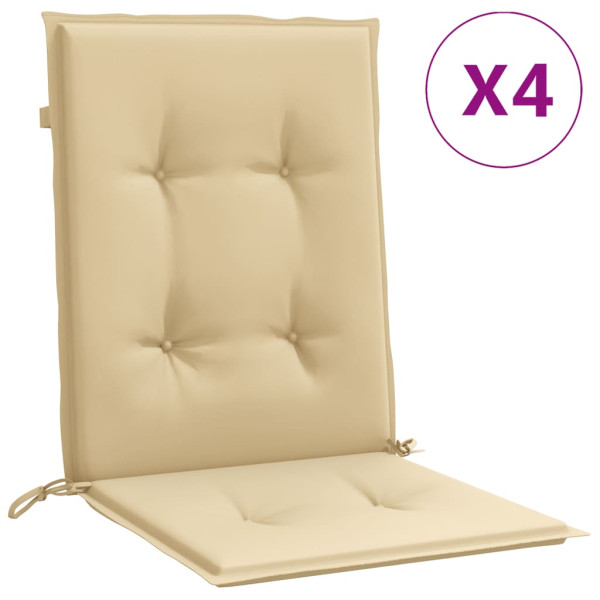 Cojines silla respaldo bajo 4 ud tela beige melange 100x50x4 cm M 2