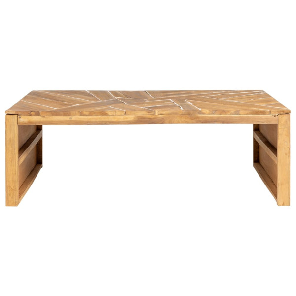 Mesa de centro madera maciza de teca erosionada 110x35x38 cm M 2