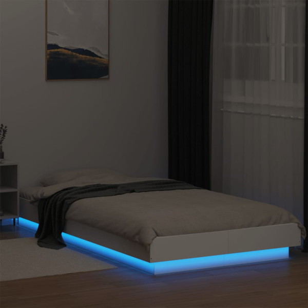 Estructura de cama con LED madera ingeniería blanco 90x200 cm M 3