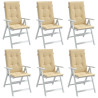 Cojines silla respaldo alto 6 uds tela beige melange 120x50x4cm 1
