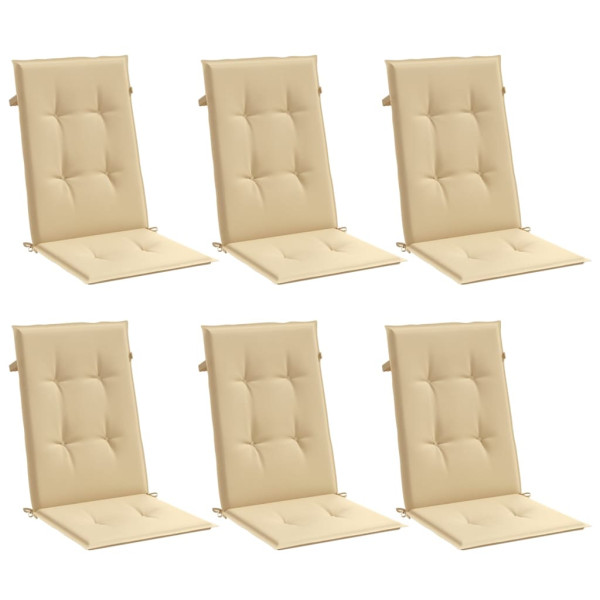 Cojines silla respaldo alto 6 uds tela beige melange 120x50x4cm M 3
