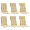 Cojines silla respaldo alto 6 uds tela beige melange 120x50x4cm 3