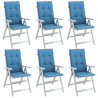 Cojines silla respaldo alto 6 uds tela azul melange 120x50x4 cm 1