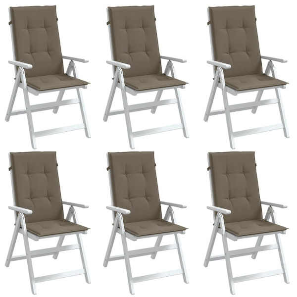 Cojines silla respaldo alto 6 uds tela taupe melange 120x50x4cm D