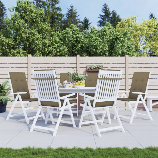 Cojines silla respaldo alto 6 uds tela taupe melange 120x50x4cm M 4