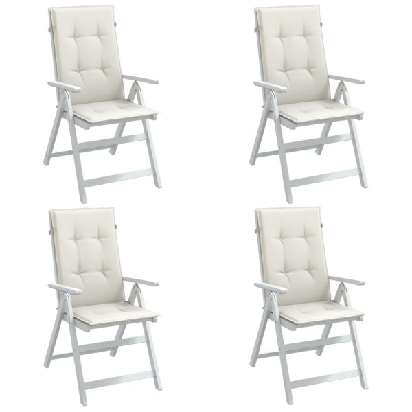 Cojines silla respaldo alto 4 uds tela crema melange 120x50x4cm D