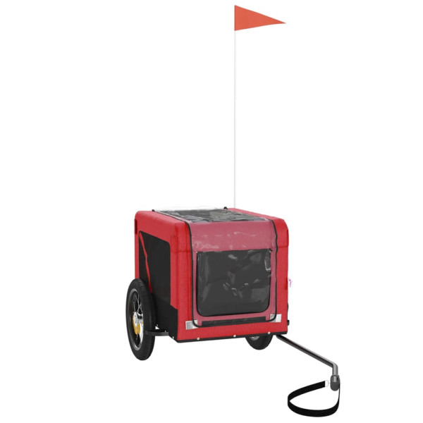 Remolque de bicicleta mascotas hierro tela Oxford rojo negro M 4