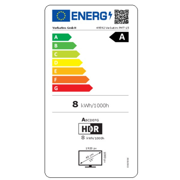 Monitor VERBATIM 15.6" IPS PMT-15 negro M 7