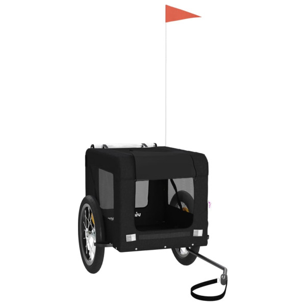 Remolque de bicicleta mascotas hierro tela Oxford negro M 3