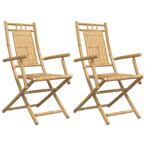 Cadeiras de jardim dobráveis 2 pcs 53x66x99 cm bambu M 2