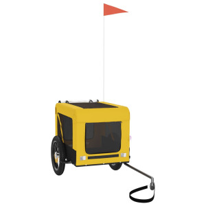 Reboque bicicleta p/ animais tecido oxford/ferro amarelo/preto H
