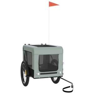 Remolque de bicicleta mascotas hierro tela Oxford gris negro H