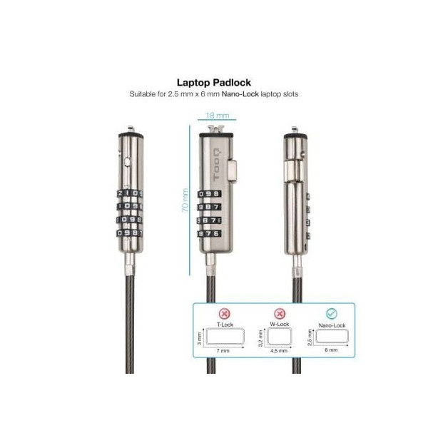 Cable de seguridad TooQ 1.5m TQCLKC0035-G 1.5m gris M 2