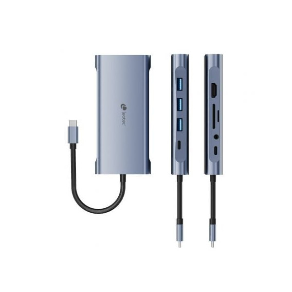 Docking usb tipo-c leotec leds01/ 3xusb/ 2xusb tipo-c/ 1xusb tipo-c pd/ 1xhdmi 4k/ 1xvga/ 1xrj45/ 1xaudio/ 1xlector tarjetas sd M 3