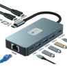Docking usb tipo-c leotec leds02/ 3xusb/ 1xusb tipo-c/ 1xusb tipo-c pd/ 2xhdmi 4k/ 1xrj45/ 1xlector tarjetas sd y microsd/ gris 1