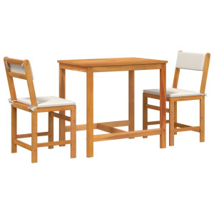 Juego de balcón con cojines 3 piezas madera maciza de acacia H