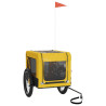 Reboque bicicleta p/ animais tecido oxford/ferro amarelo/preto 4