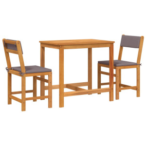 Juego de balcón con cojines 3 piezas madera maciza de acacia H