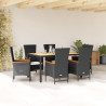 Set de comedor de jardín 7 pzas y cojines ratán sintético negro 1
