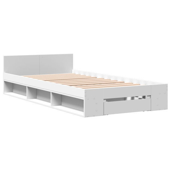 Estrutura de cama c/ gaveta 90x200 cm derivados madeira branco M 2