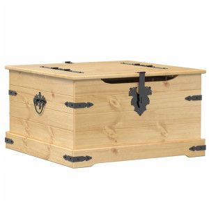 Caja de almacenaje Corona madera maciza de pino 78x78x45 cm H