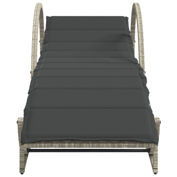 Espreguiçadeiras com mesa 2 pcs vime PE cinzento-claro M 5