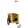 Reboque bicicleta p/ animais tecido oxford/ferro amarelo/preto 3
