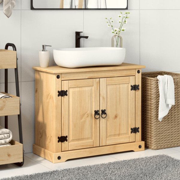 Mueble de lavabo de baño Corona madera maciza pino 73x33x60 cm M 3