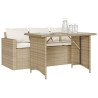 Set comedor de jardín 2 pzas con cojines ratán sintético beige 3